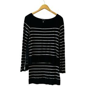 White House Black Market Striped Overlay Sweater Size S Small